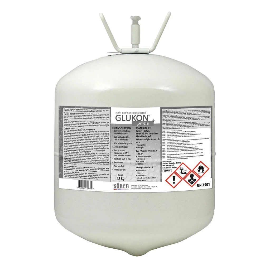 Sprühkleber GLUKON®  Prime Druckkugel 13kg, gelb-transpa 
(zuzgl. VOC Abgabe von 31.60Fr)