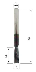 VHW-DLC-Schlichtfräser D=10 / NL45 / Z2 / NEG. RL