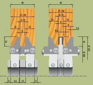 WS Türkonterprofil-Fräsersatz 132x40x30 Profil A1+A2 Nutfräser 132x8.15x30, Z2 V2 5
