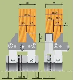 WS Türkonterprofil-Fräsersatz 132x40x30 Profil A1+A2 Nutfräser 132x8.15x30, Z2 V2 2