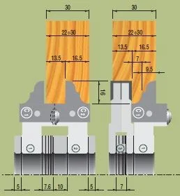 WS Türkonterprofil-Fräsersatz 132x40x30 Profil A1+A2 Nutfräser 132x8.15x30, Z2 V2 4